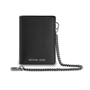 Michael Kors Black Faux Leather Textured Wallet with Chain